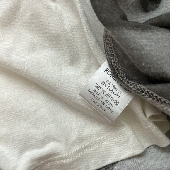 Ronen Chen Dress Beige Gray Lined Striped Draped Lightweight Women's Size 4 - Picture 8 of 8